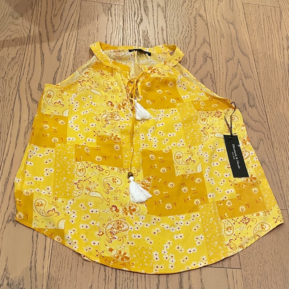 Vibrant Yellow Blouse with Tassels